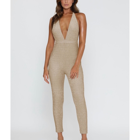 Shiny Gold backless jumpsuit - Picture 3 of 3